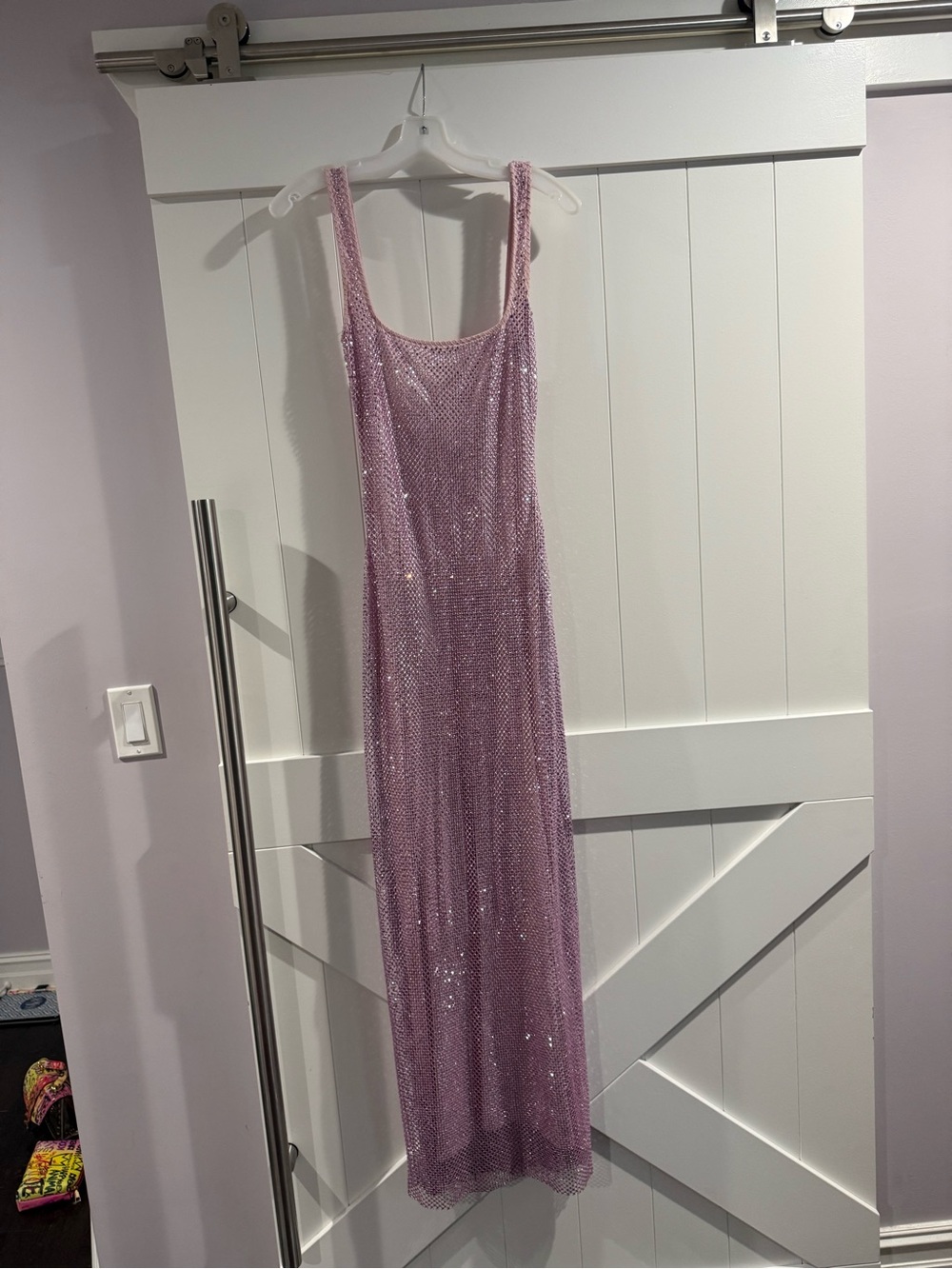 Women's Lilac Sequin Maxi Dress - Sleeveless Evening Gown